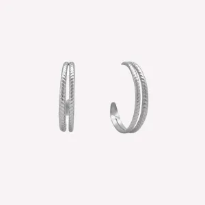 DOUBLE HOOP CLIP-ON EARRINGS IN SILVER