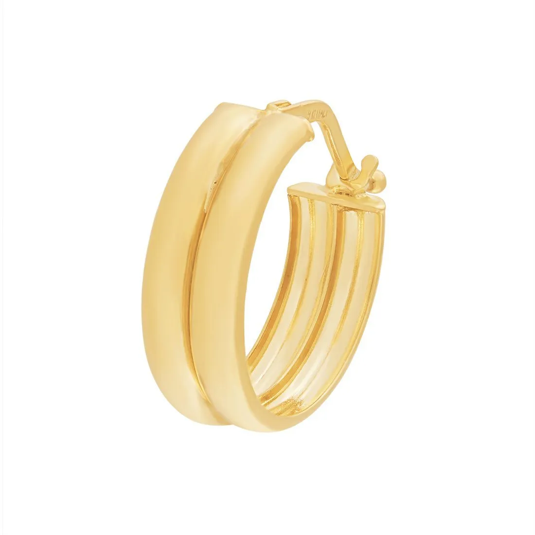 Double Round Hoop Earrings 20mm in 9ct Yellow Gold Silver Infusion