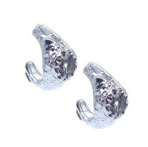Dune Sterling Silver Rock Crystal Half Hoop Earrings