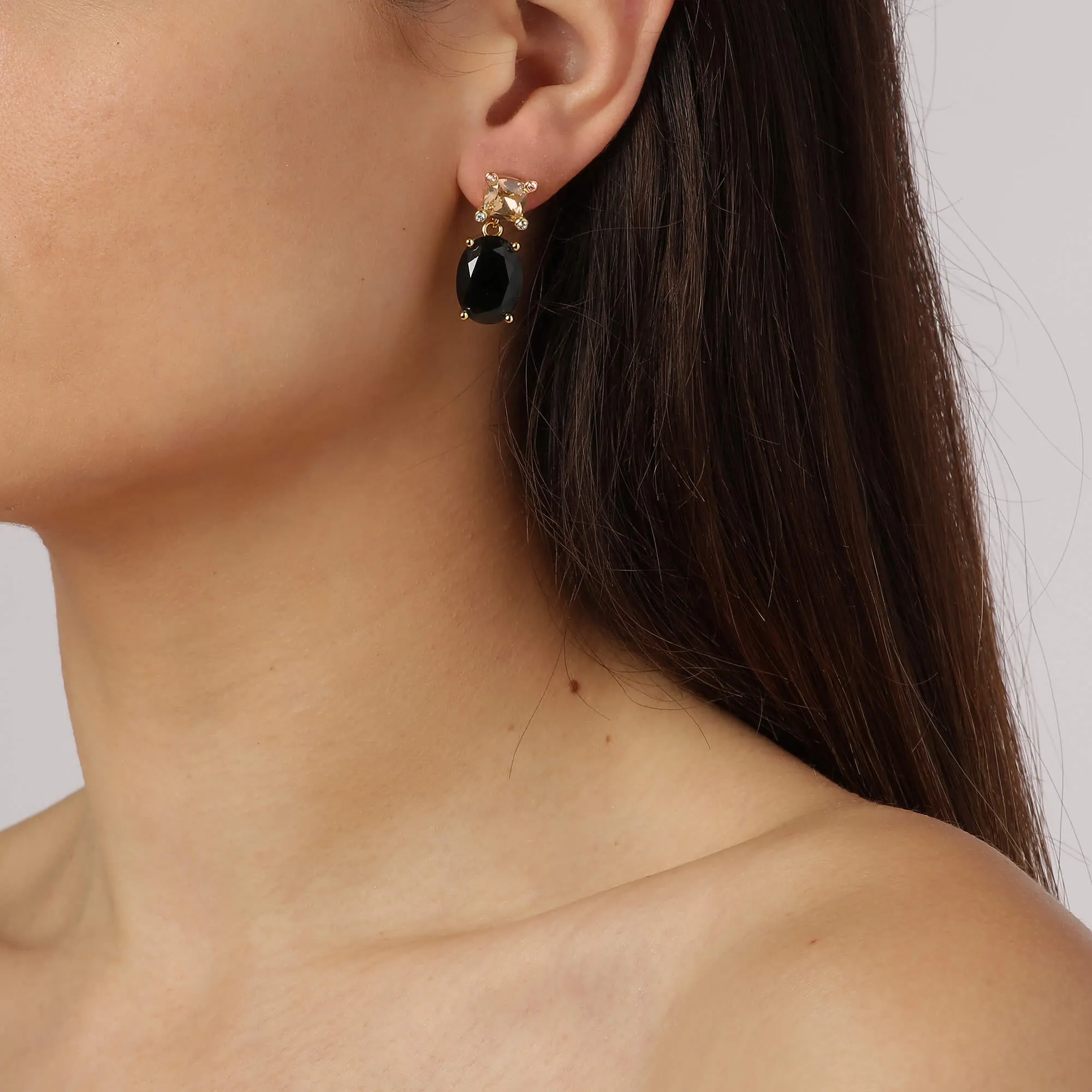 Dyrberg Kern Antonia Gold Statement Earrings - Black