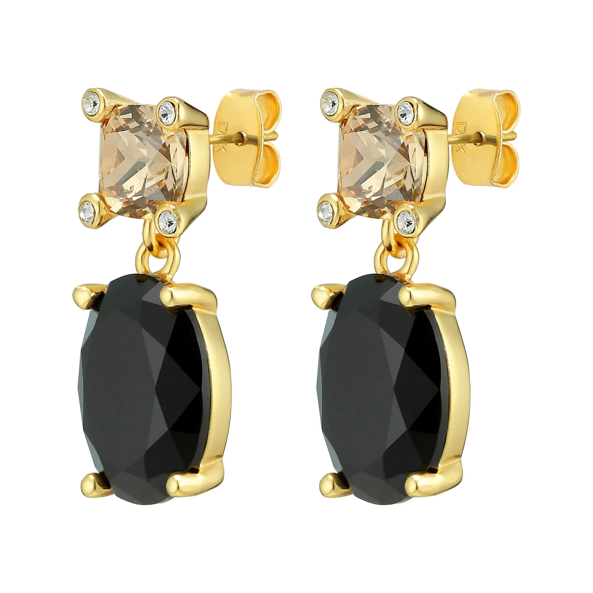 Dyrberg Kern Antonia Gold Statement Earrings - Black