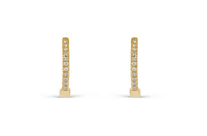 Earrings 14k Yellow Gold Round Mini Hoops & Diamonds