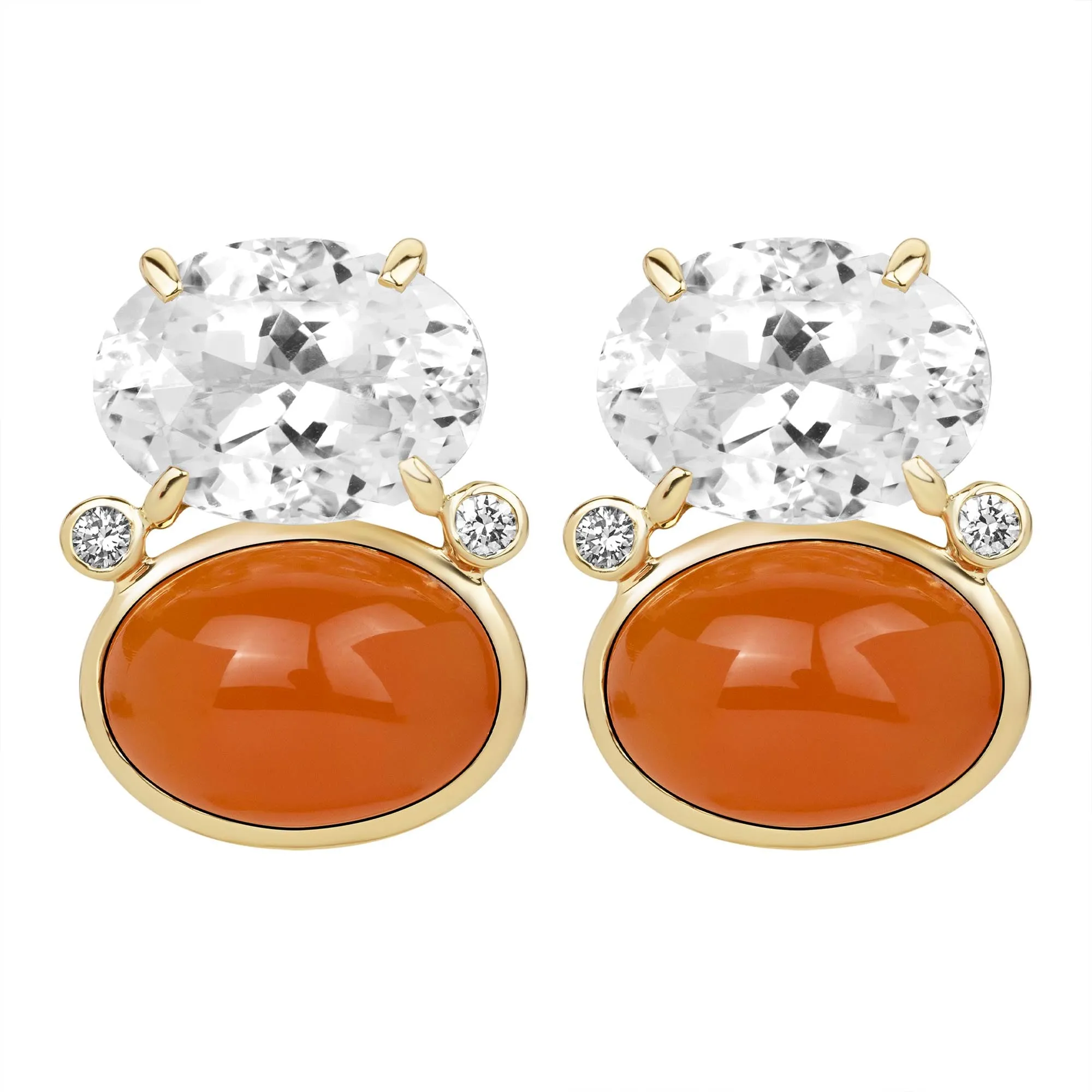 Earrings - Crystal, Cornellian And Diamond (2386F)