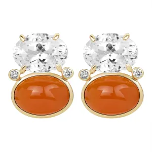 Earrings - Crystal, Cornellian And Diamond (2386F)