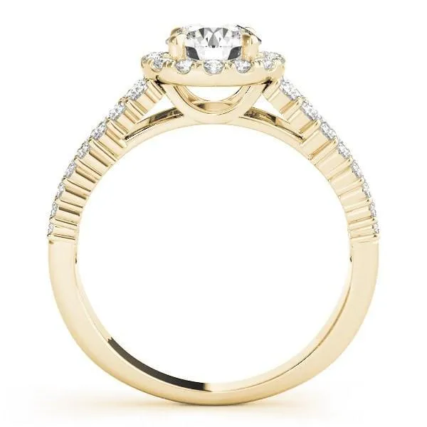 Echo Round Center Stone Triple Diamond Row with Halo Engagement Ring