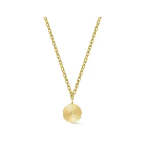 EF Collection Jumbo Gold and Diamond Fluted Disc Chain Necklace