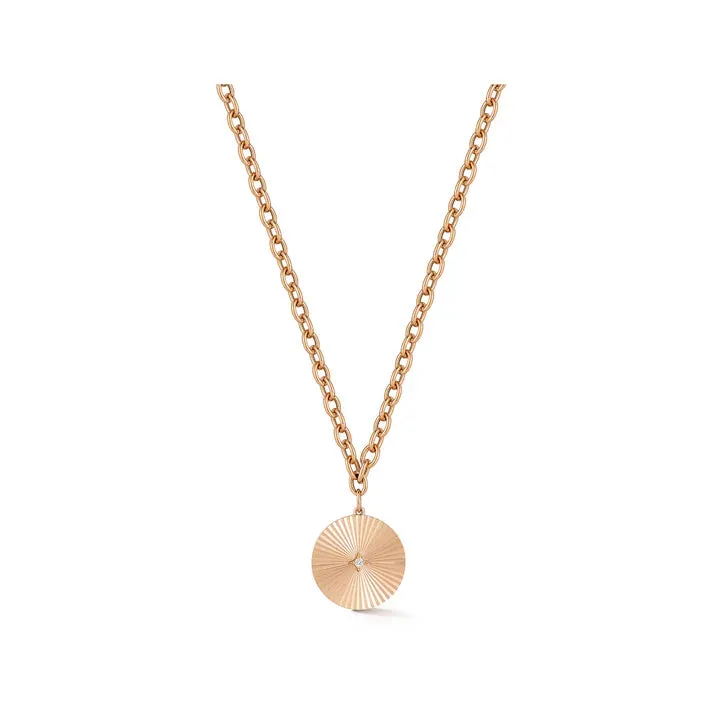 EF Collection Jumbo Gold and Diamond Fluted Disc Chain Necklace