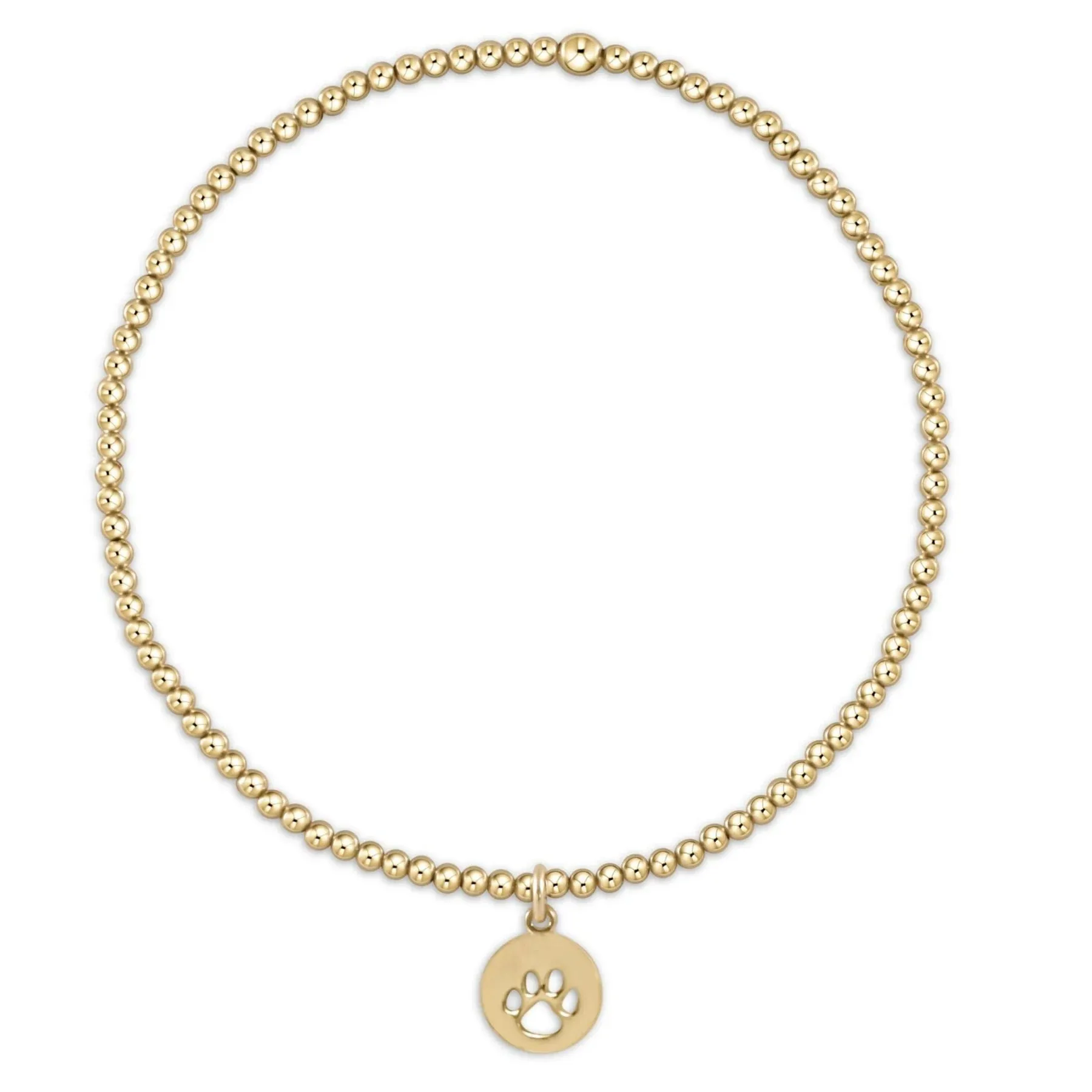 egirl Classic Gold 2mm Bead Bracelet Paw Charm