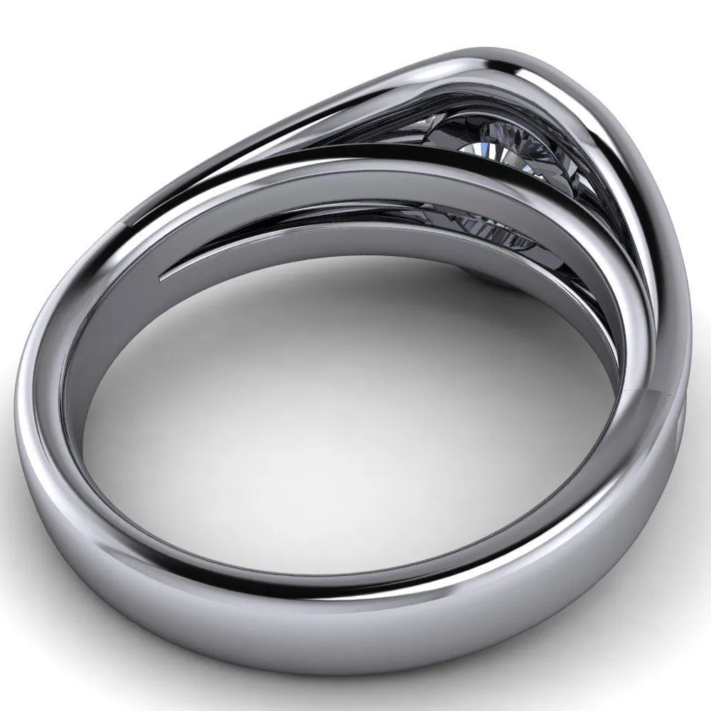 Elaine Round Center Stone Half-Bezel Accent Split Shank Ring