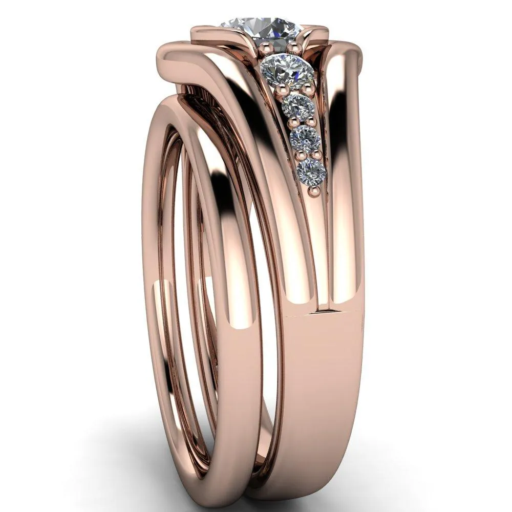 Elaine Round Center Stone Half-Bezel Accent Split Shank Ring