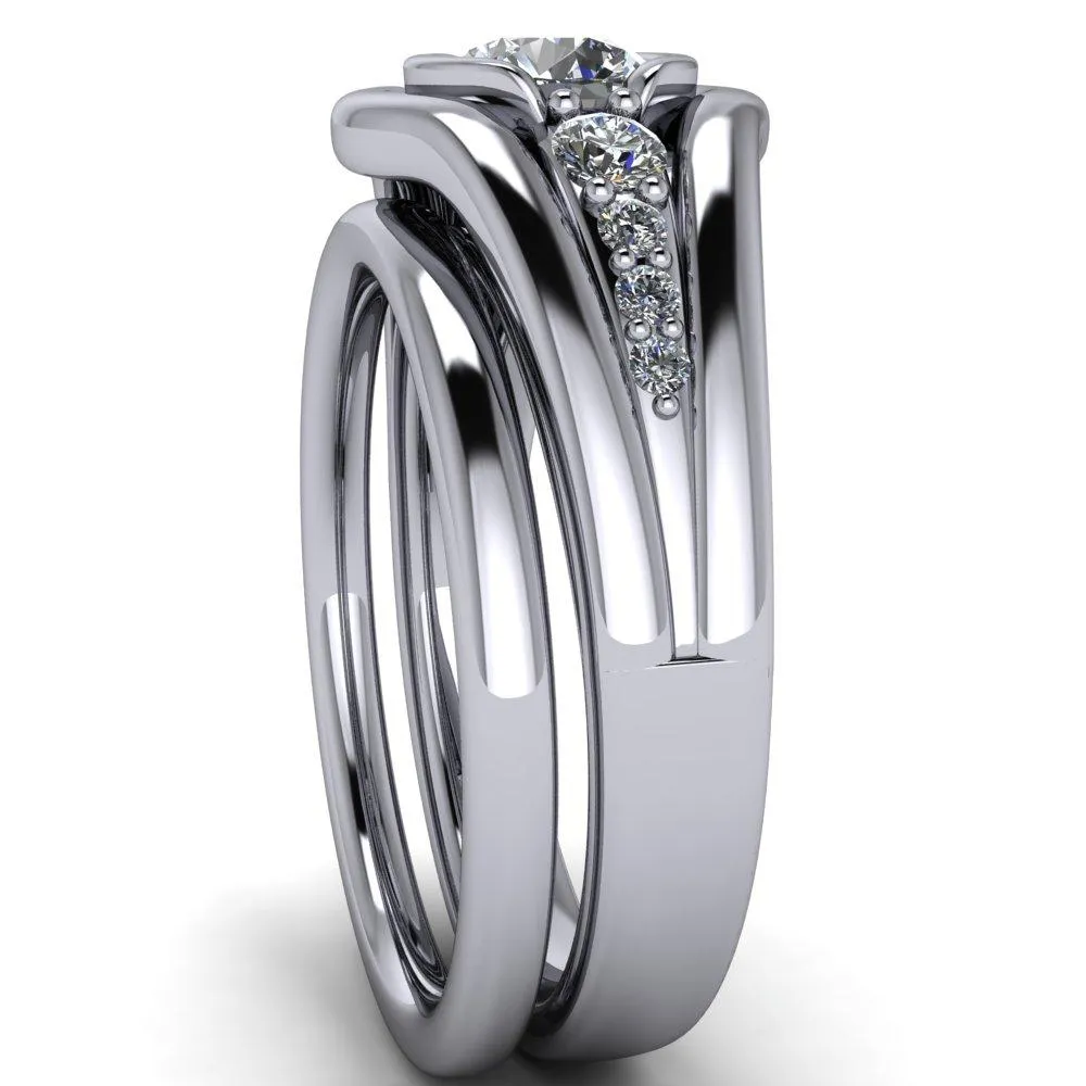 Elaine Round Center Stone Half-Bezel Accent Split Shank Ring