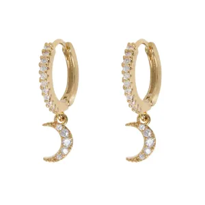 Eliza - Moon Crystal Hoop Earrings