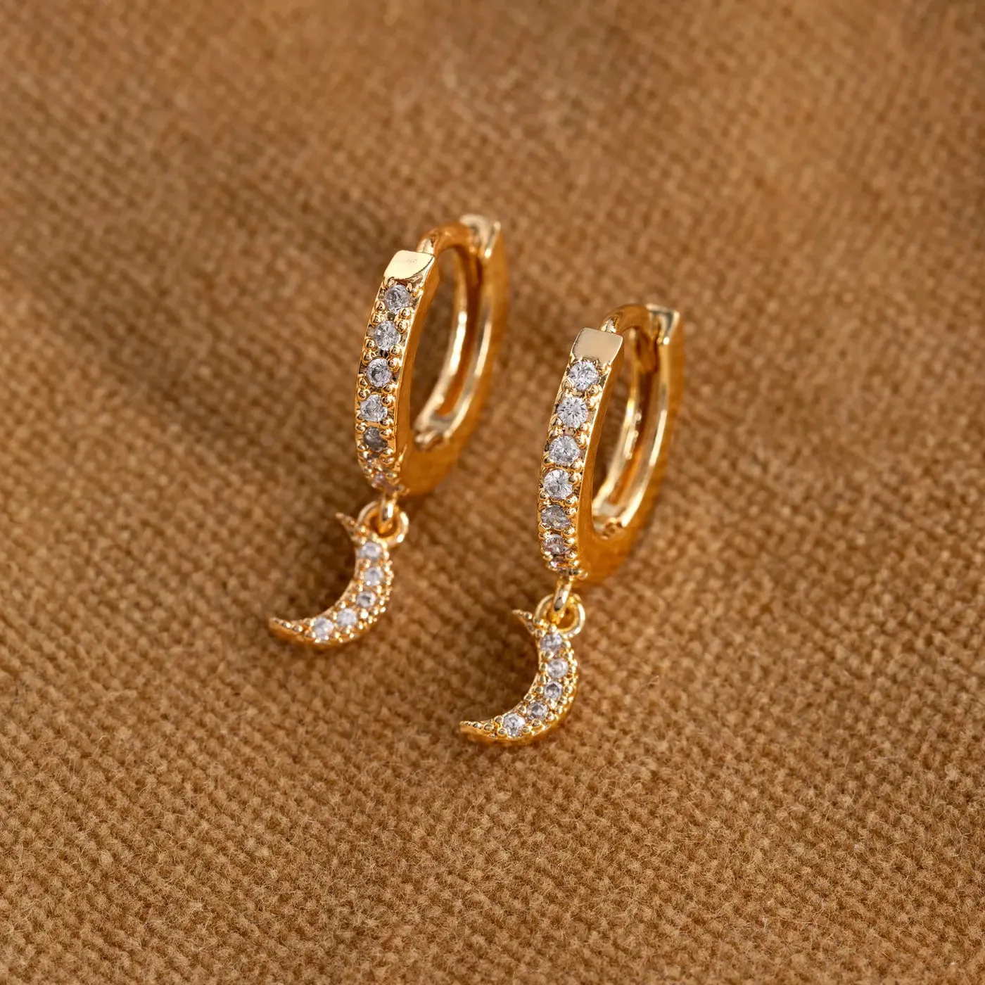 Eliza - Moon Crystal Hoop Earrings