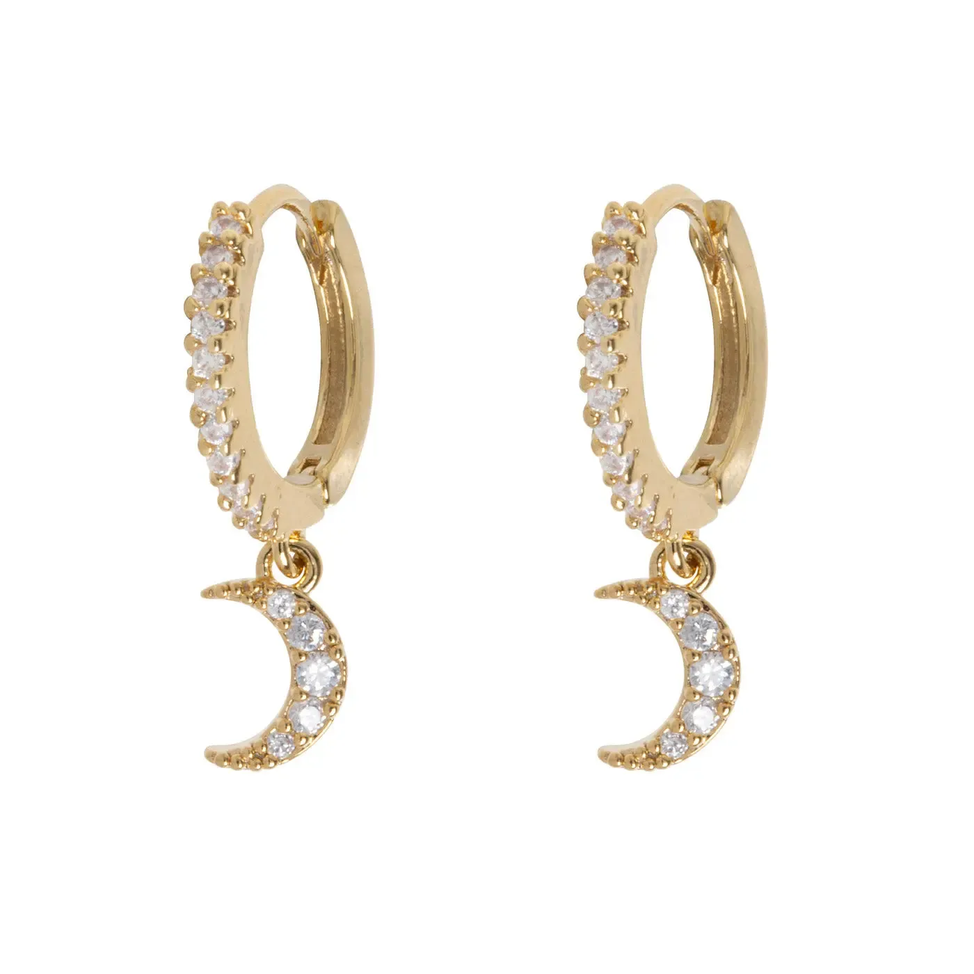 Eliza - Moon Crystal Hoop Earrings