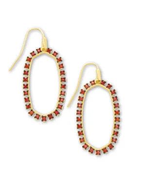 Elle Gold Open Frame Earrings In Burgundy Crystal