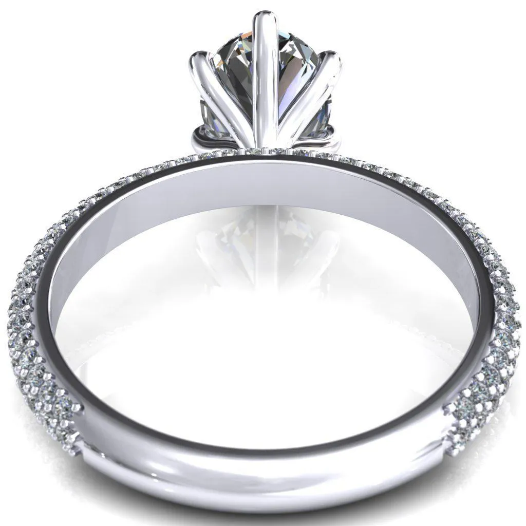 Elley Oval Center Stone 6 Claw Prong Diamond Accent Engagement Ring