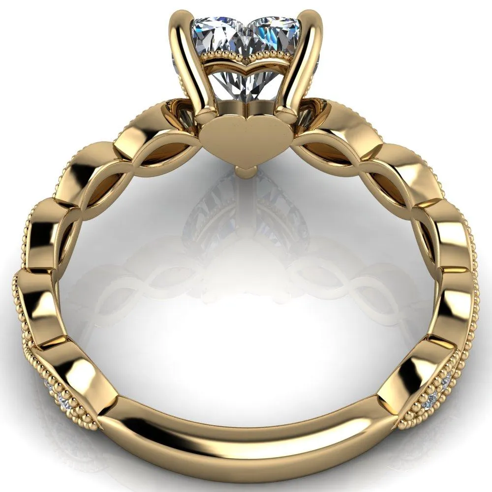 Elsie Heart Moissanite 3 Prong Milgrain 3/4 Infinity Diamond Ring