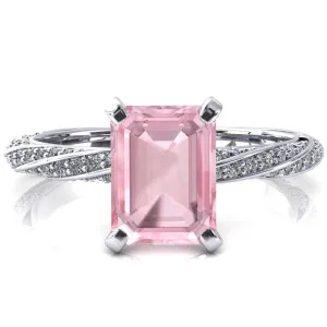 Elysia Emerald Pink Sapphire 4 Prong 3/4 Eternity Diamond Accent Ring