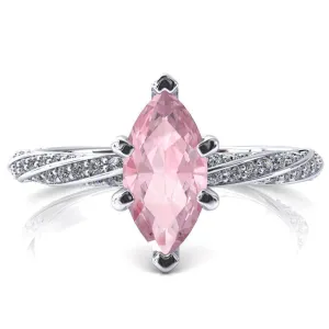 Elysia Marquise Pink Sapphire 6 Prong 3/4 Eternity Diamond Accent Ring