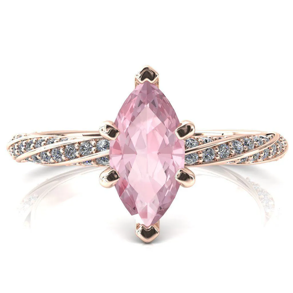Elysia Marquise Pink Sapphire 6 Prong 3/4 Eternity Diamond Accent Ring