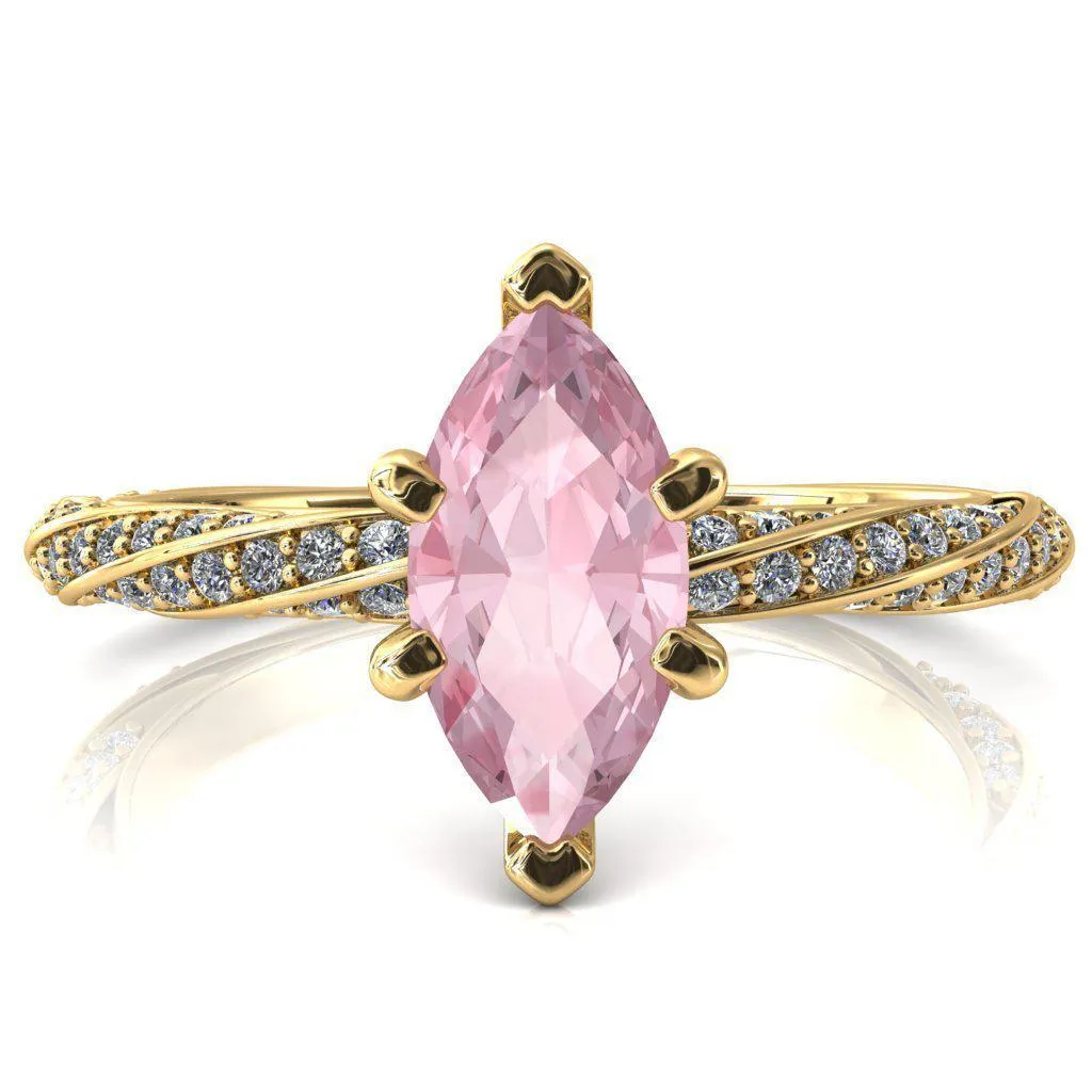Elysia Marquise Pink Sapphire 6 Prong 3/4 Eternity Diamond Accent Ring