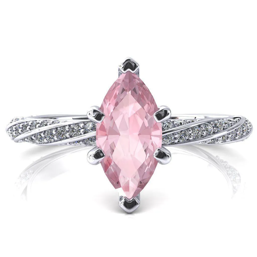 Elysia Marquise Pink Sapphire 6 Prong 3/4 Eternity Diamond Accent Ring