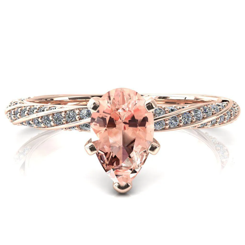 Elysia Pear Champagne Sapphire 5 Prong 3/4 Eternity Diamond Accent Ring