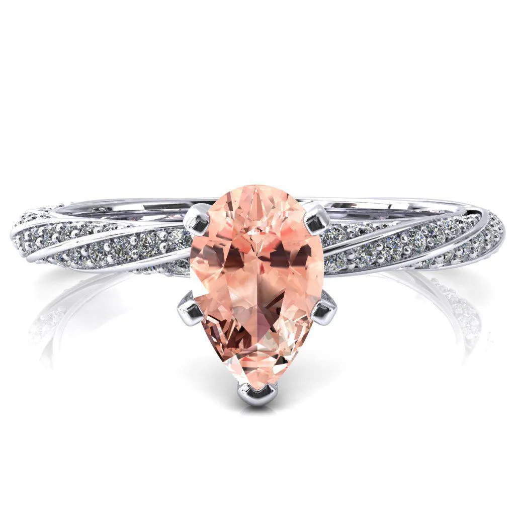 Elysia Pear Champagne Sapphire 5 Prong 3/4 Eternity Diamond Accent Ring