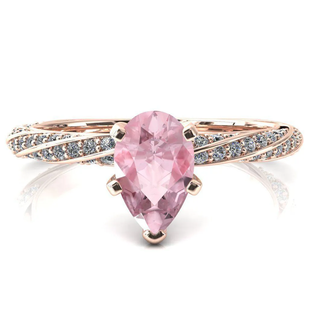 Elysia Pear Pink Sapphire 5 Prong 3/4 Eternity Diamond Accent Ring