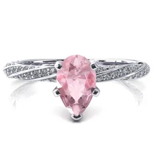 Elysia Pear Pink Sapphire 5 Prong 3/4 Eternity Diamond Accent Ring