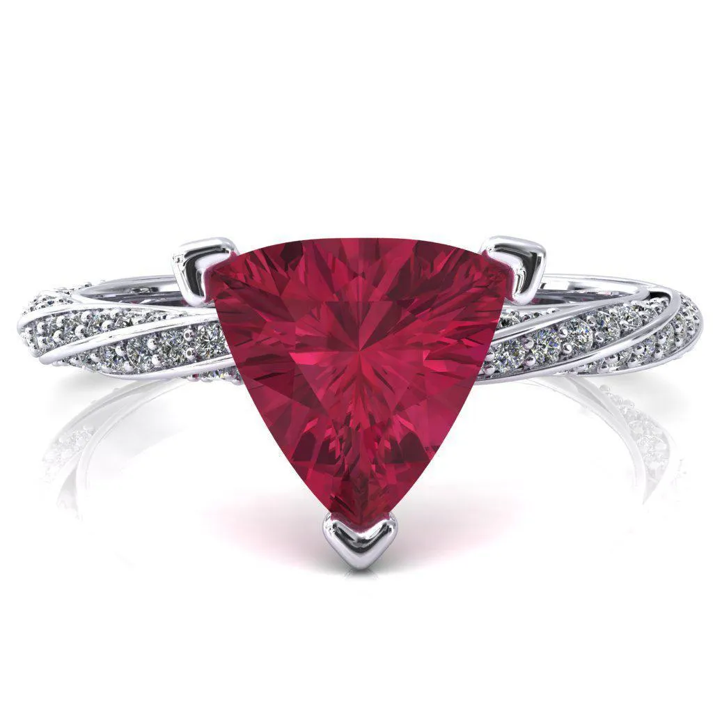 Elysia Trillion Ruby 3 Prong 3/4 Eternity Diamond Accent Ring