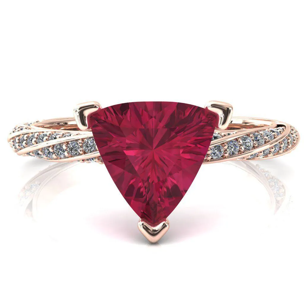 Elysia Trillion Ruby 3 Prong 3/4 Eternity Diamond Accent Ring