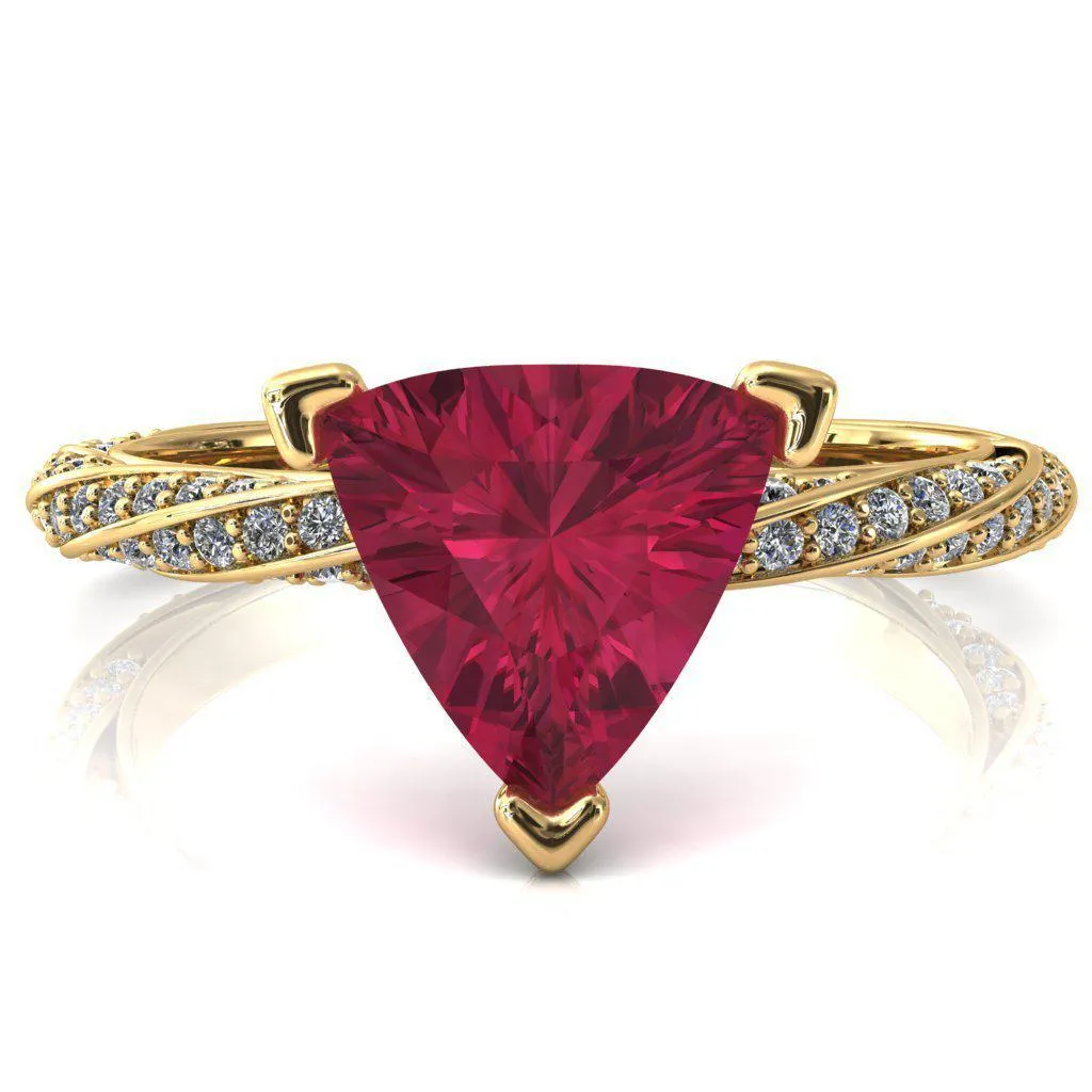 Elysia Trillion Ruby 3 Prong 3/4 Eternity Diamond Accent Ring