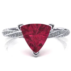 Elysia Trillion Ruby 3 Prong 3/4 Eternity Diamond Accent Ring