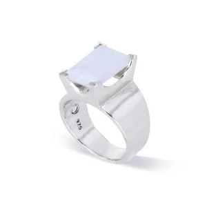 Emerald Cut Gemstone Ring - Moonstone - Sterling Silver