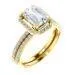 Emerald Moissanite Diamond Accent Ice Halo Ring
