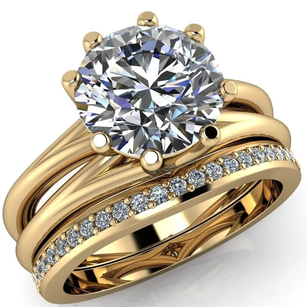 Emery Round Center Stone 8 Prong Split Shank Engagement Ring