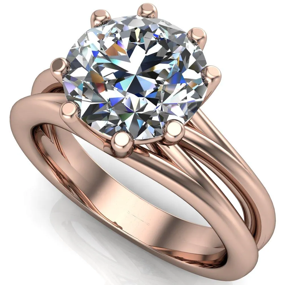 Emery Round Center Stone 8 Prong Split Shank Engagement Ring