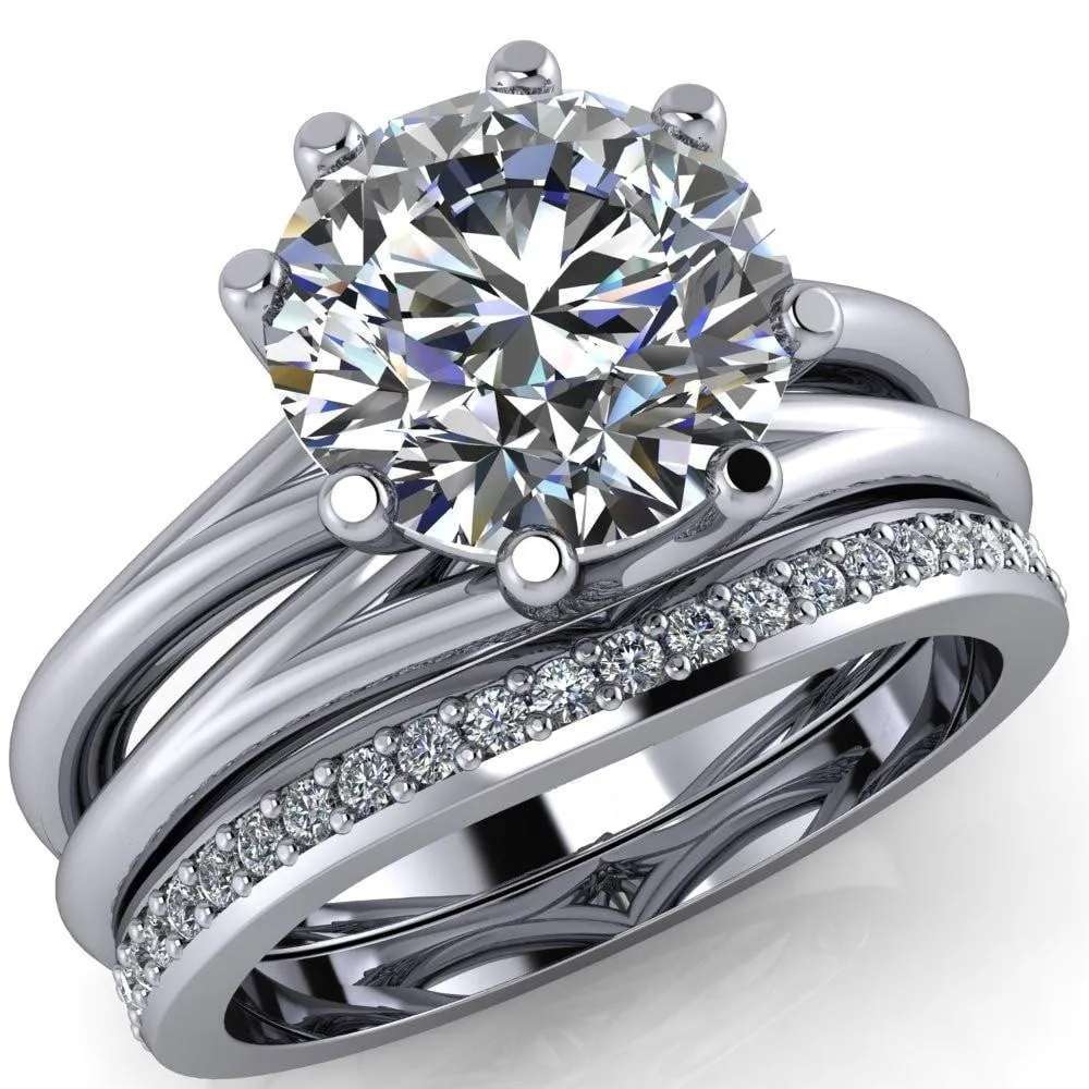 Emery Round Center Stone 8 Prong Split Shank Engagement Ring