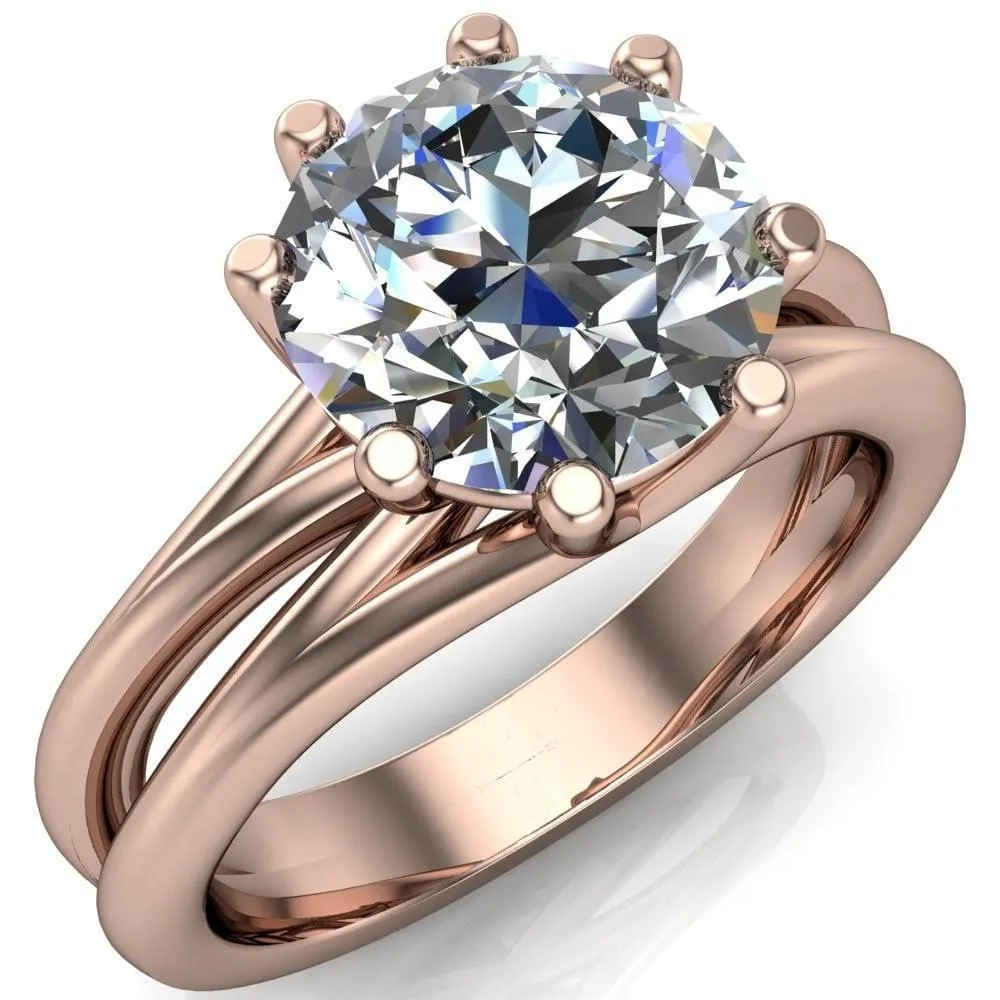 Emery Round Center Stone 8 Prong Split Shank Engagement Ring
