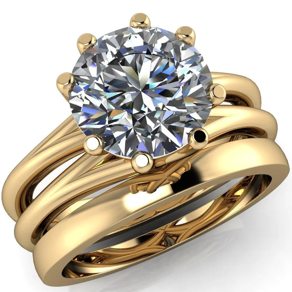 Emery Round Center Stone 8 Prong Split Shank Engagement Ring