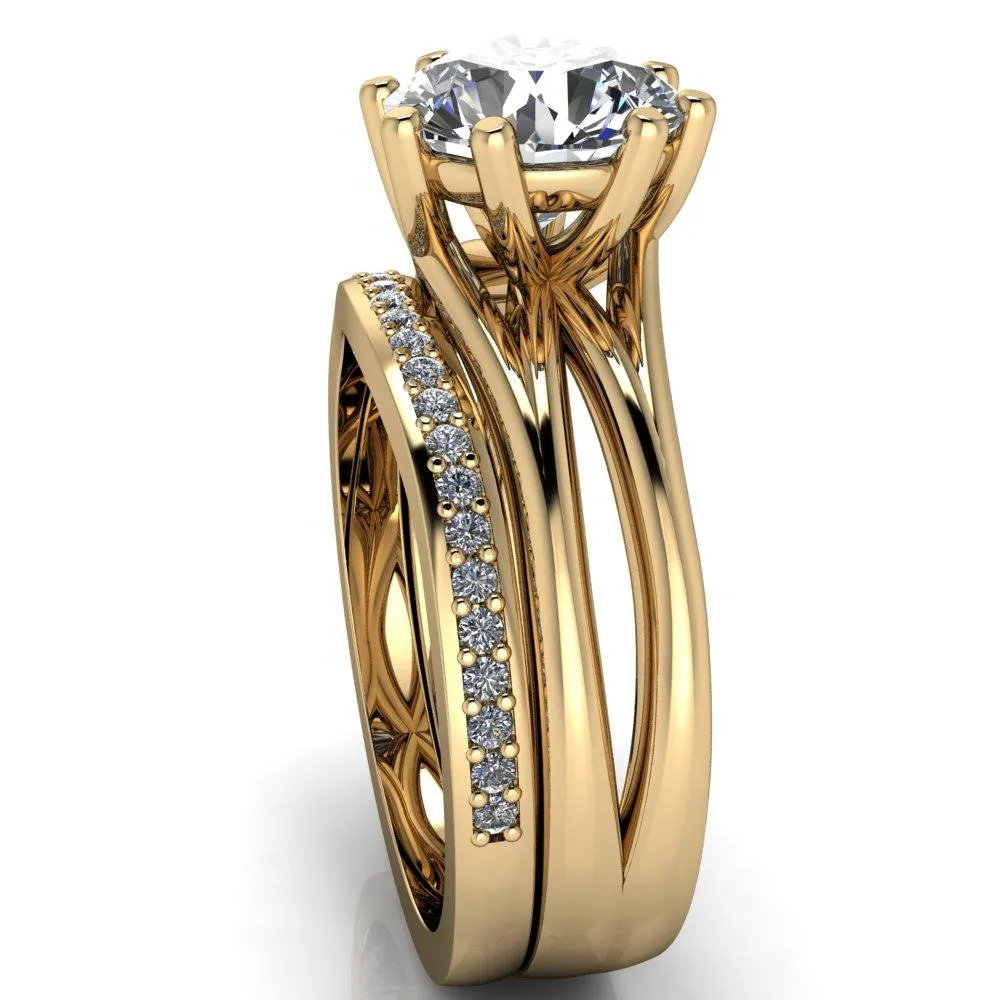 Emery Round Center Stone 8 Prong Split Shank Engagement Ring
