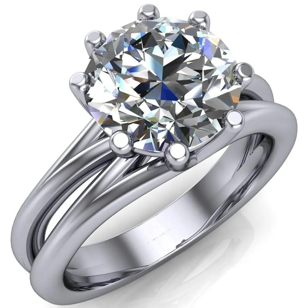 Emery Round Center Stone 8 Prong Split Shank Engagement Ring