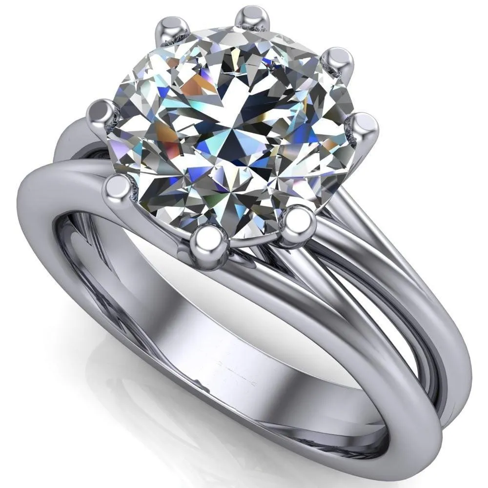 Emery Round Center Stone 8 Prong Split Shank Engagement Ring