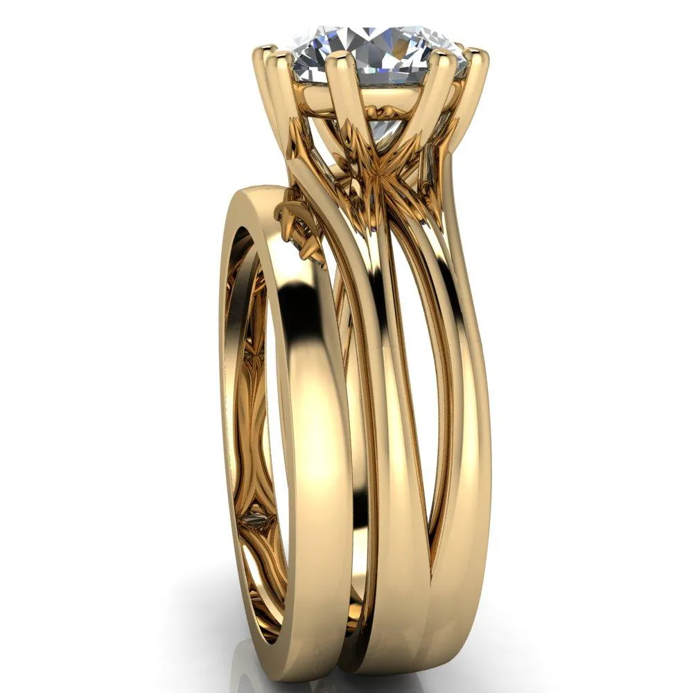 Emery Round Center Stone 8 Prong Split Shank Engagement Ring