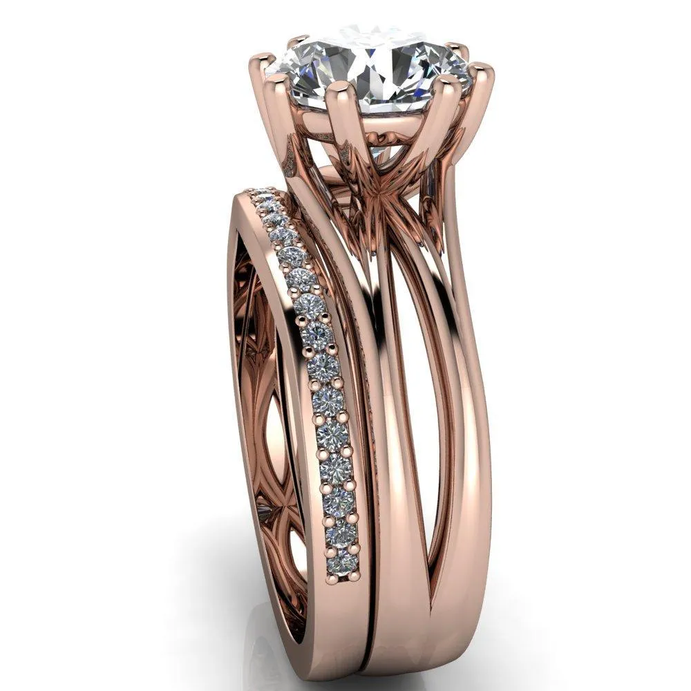 Emery Round Center Stone 8 Prong Split Shank Engagement Ring