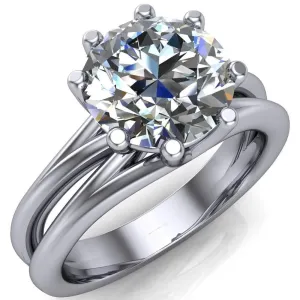Emery Round Center Stone 8 Prong Split Shank Engagement Ring