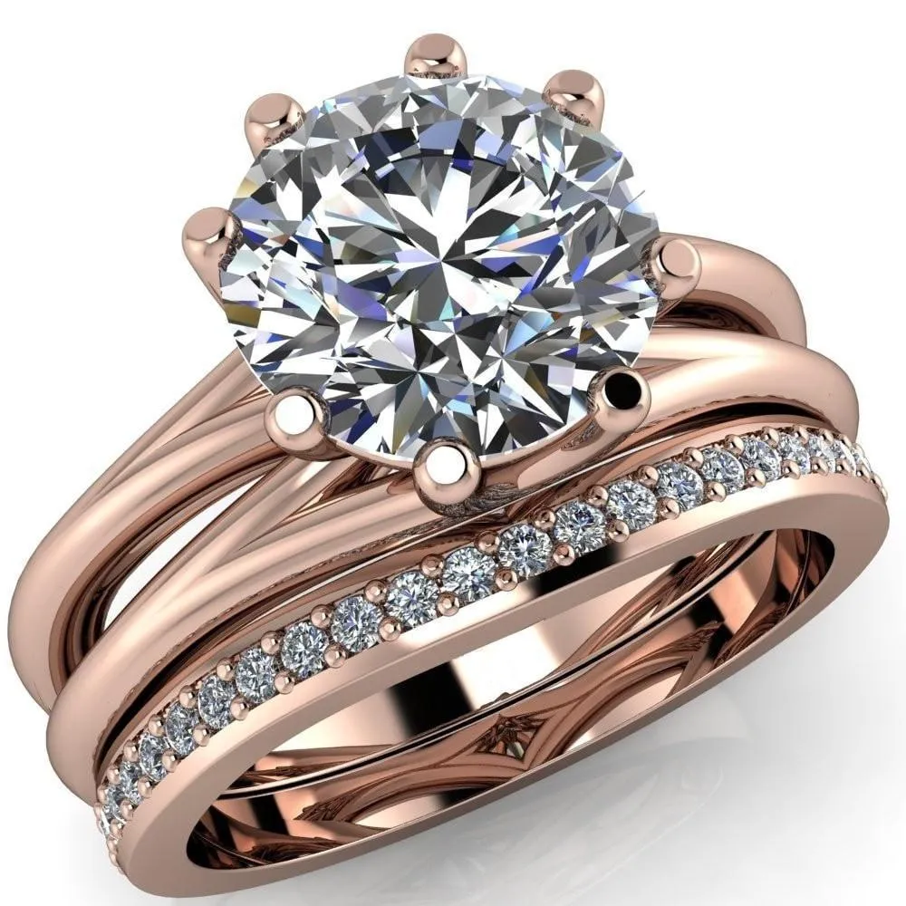 Emery Round Center Stone 8 Prong Split Shank Engagement Ring