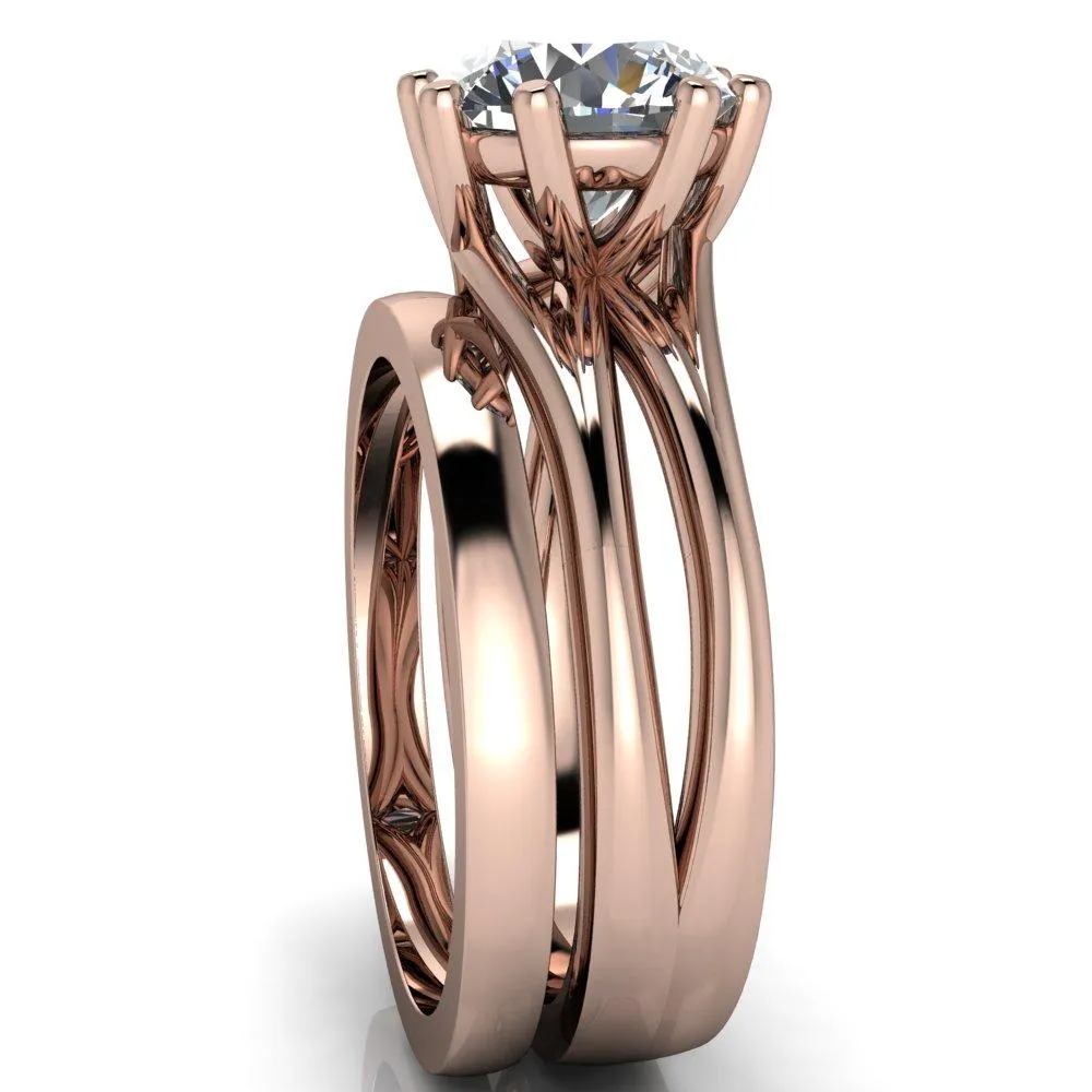 Emery Round Center Stone 8 Prong Split Shank Engagement Ring