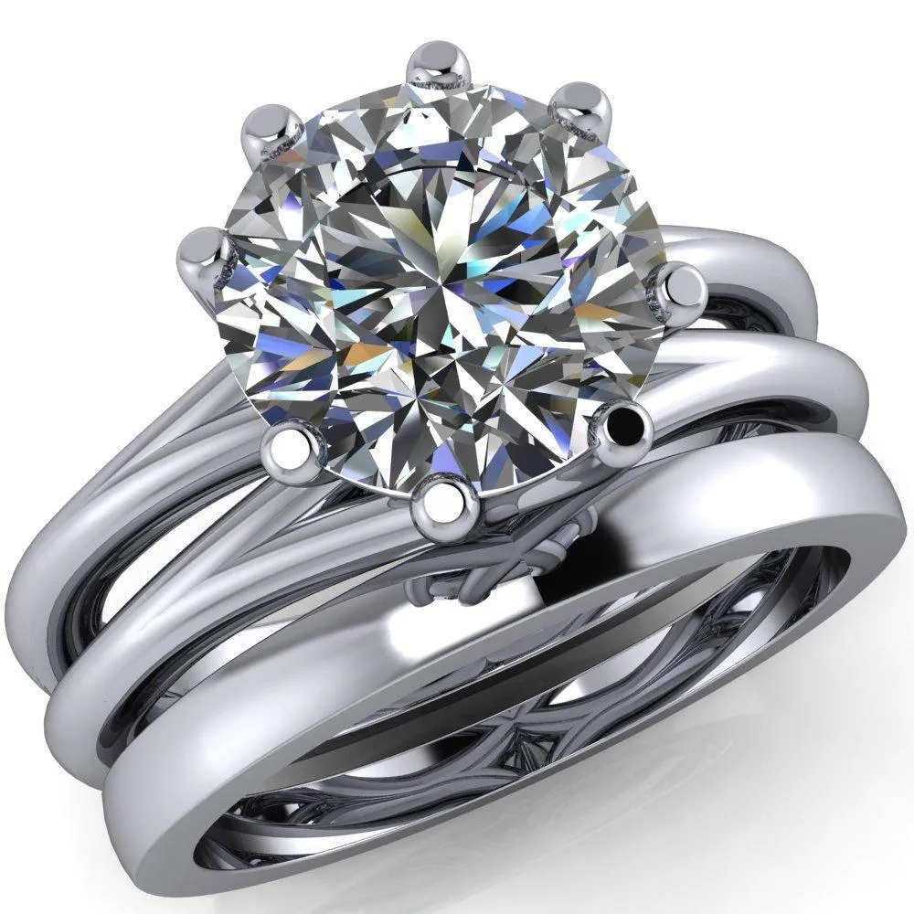 Emery Round Center Stone 8 Prong Split Shank Engagement Ring
